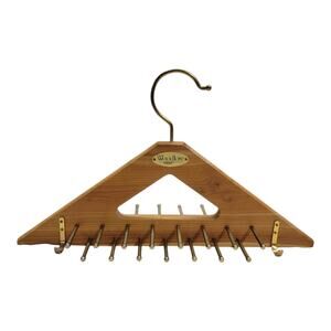 Woodlore 30 Peg Cedar Tie Rack & Belt Hanger Closet Organizer Brass Hooks